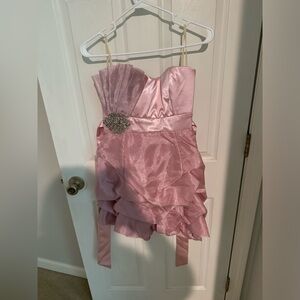 Strapless Light Pink Semi-Formal Dress
